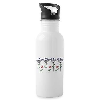 Flowers - Water bottle with straw - white - Right