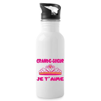 GROSSE SCHWESTER, ICH LIEBE DICH - Trinkflasche mit integriertem Trinkhalm - Weiß - Rechts
