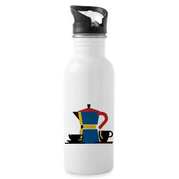 bauhaus minimalismus design bialetti kaffe - Trinkflasche mit integriertem Trinkhalm - Weiß - Rechts