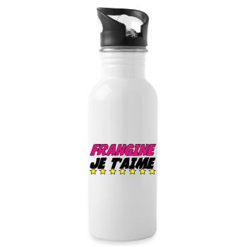 SCHWESTER, ICH LIEBE DICH - Trinkflasche mit integriertem Trinkhalm - Weiß - Rechts