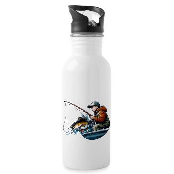 Fishing Young Fisherman - Natural Instant - Water bottle with straw - white - Right