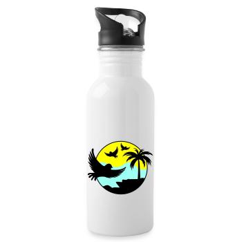 paradise birds 02 - Trinkflasche mit integriertem Trinkhalm - Weiß - Rechts
