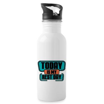 Today Is My Rest Day 2 - Water bottle with straw - white - Right