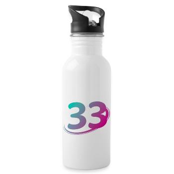 Number 33 multicolor - Water bottle with straw - white - Right