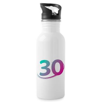 Nummer 30 mehrfarbig - Trinkflasche mit integriertem Trinkhalm - Weiß - Rechts