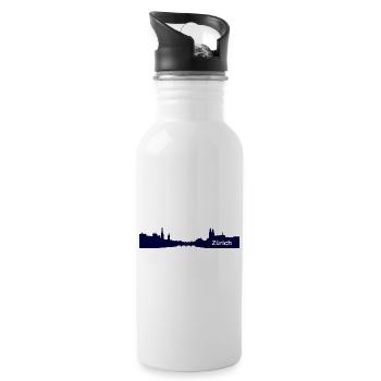 Zürich City Stadt Design - Alpha - Geschenkidee - Trinkflasche mit integriertem Trinkhalm - Weiß - Rechts