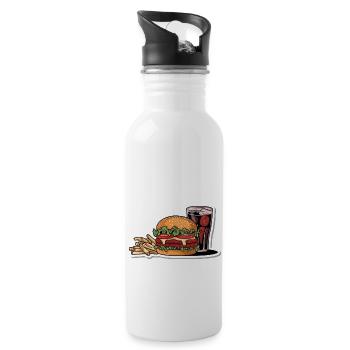 HAMBURGER FAST FOOD SNACK BUN BURGER - Trinkflasche mit integriertem Trinkhalm - Weiß - Rechts