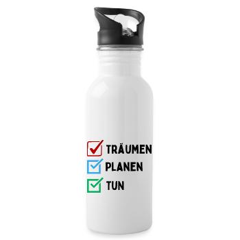 Dream Plan Do Liste de contrôle Design Noir Blanc - Gourde avec paille intégrée - blanc - Droite