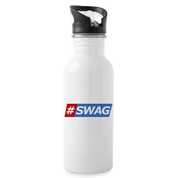 SWAG Block Colors Hashtag - Water bottle with straw - white - Right