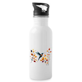 Colibri et feuilles d’automne - Gourde avec paille intégrée - blanc - Droite