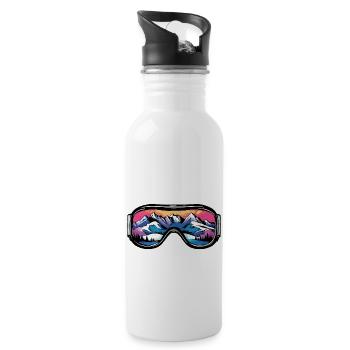 Ski Goggles Mountains Ski Symbol - Water bottle with straw - white - Right