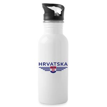 J’aime la Croatie, T-shirt design de style élégance - Gourde avec paille intégrée - blanc - Droite
