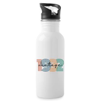 1932 Vintage Retro - Water bottle with straw - white - Right