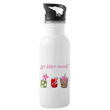 Girls Know Three Drinks Always - Funny - Water bottle with straw - white - Right
