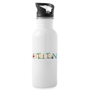 BELEN name decorated with flowers - Water bottle with straw - white - Right