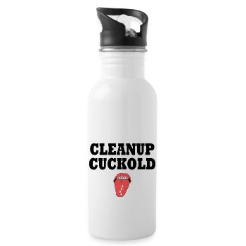 cleanup cuckold - Trinkflasche mit integriertem Trinkhalm - Weiß - Rechts