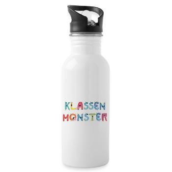 Klassenmonster Alphabet Bunte lustige Buchstaben - Trinkflasche mit integriertem Trinkhalm - Weiß - Rechts