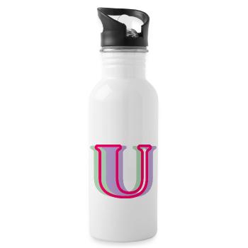 Multicolored letter u - Water bottle with straw - white - Right