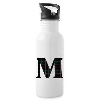 Monogramm m Schottischer Tartan - Trinkflasche mit integriertem Trinkhalm - Weiß - Rechts