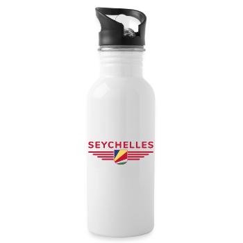 Seychellen Fans: T-Shirts für Inselträume - Trinkflasche mit integriertem Trinkhalm - Weiß - Rechts