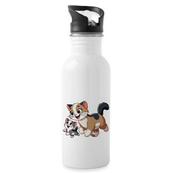Englisch Kurzhaar Mutter und Kind - Trinkflasche mit integriertem Trinkhalm - Weiß - Rechts