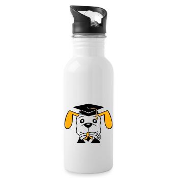 Hund Schulabschluss Zeugnis Gymnasium College Abi - Trinkflasche mit integriertem Trinkhalm - Weiß - Rechts