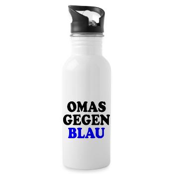 Omas gegen blau - Trinkflasche mit integriertem Trinkhalm - Weiß - Rechts