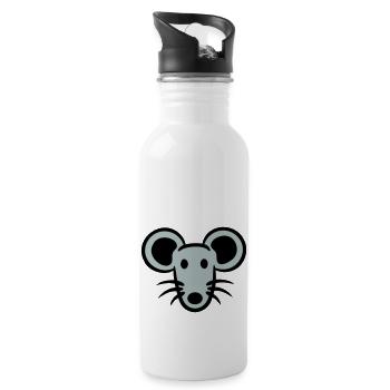 Maus Mäuschen Süße Kleine Ratte Nager Freundlich - Trinkflasche mit integriertem Trinkhalm - Weiß - Rechts
