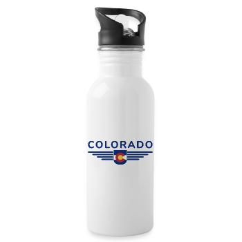 Colorado Fan T-Shirt – Mountains & Adventure - Water bottle with straw - white - Right