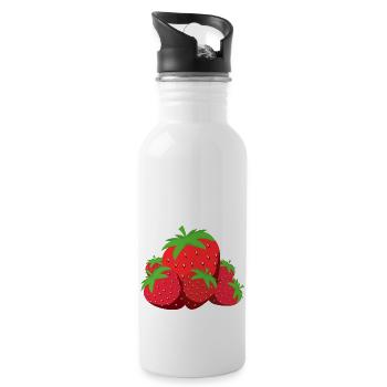 Strawberrys - Trinkflasche mit integriertem Trinkhalm - Weiß - Rechts