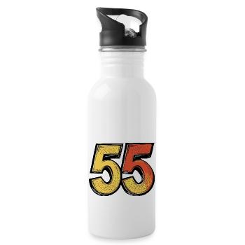 55 Zahl Bunt - Trinkflasche mit integriertem Trinkhalm - Weiß - Rechts