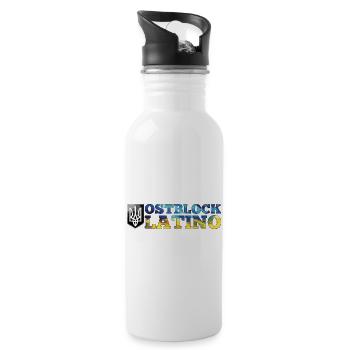 Ostblock Latino Ukrainer Ukraine Geschenk - Trinkflasche mit integriertem Trinkhalm - Weiß - Rechts