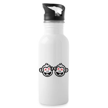 Affe Team Lustig - Trinkflasche mit integriertem Trinkhalm - Weiß - Rechts