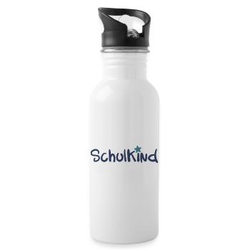 SCHULKIND Schulanfang Schulstart Schulanfänger - Trinkflasche mit integriertem Trinkhalm - Weiß - Rechts