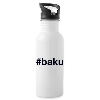 Baku Azerbaijan Aserbaidschan - Trinkflasche mit integriertem Trinkhalm - Weiß - Rechts