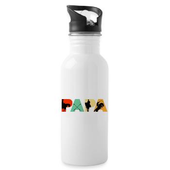 Cavalier Papa Art équestre de silhouettes - Gourde avec paille intégrée - blanc - Droite
