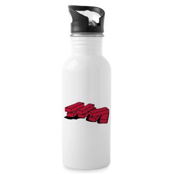 Mauer - Trinkflasche mit integriertem Trinkhalm - Weiß - Rechts
