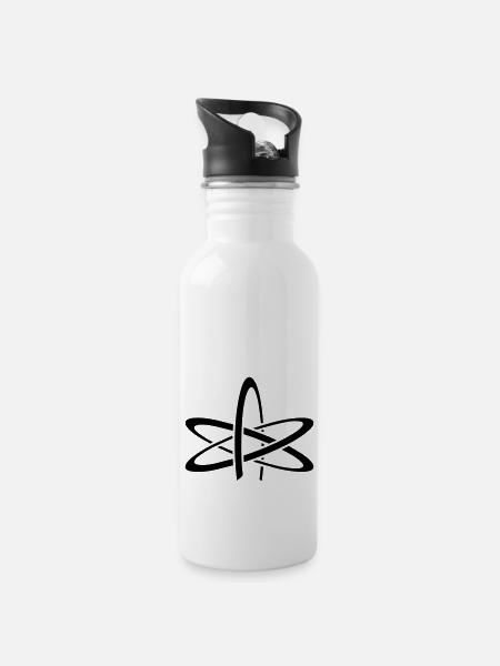 atom of atheism - Trinkflasche mit integriertem Trinkhalm - Weiß