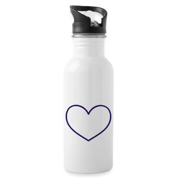 Coeur (contour, 1c) - Gourde avec paille intégrée - blanc - Droite
