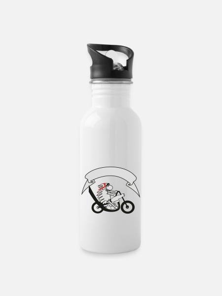 Biker sheep with banner - Water bottle with straw - white