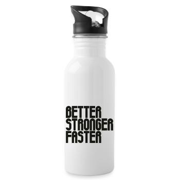 Better, Stronger, Faster - Water bottle with straw - white - Right