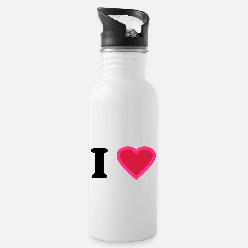 i love - Gourde avec paille intégrée - blanc