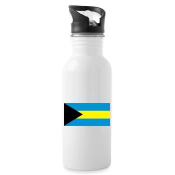 Bahamas Flagge - Trinkflasche mit integriertem Trinkhalm - Weiß - Rechts