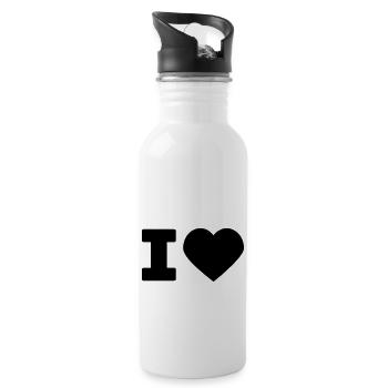 i love - Trinkflasche mit integriertem Trinkhalm - Weiß - Rechts