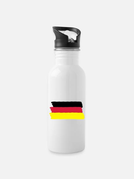 deutschland - Trinkflasche mit integriertem Trinkhalm - Weiß