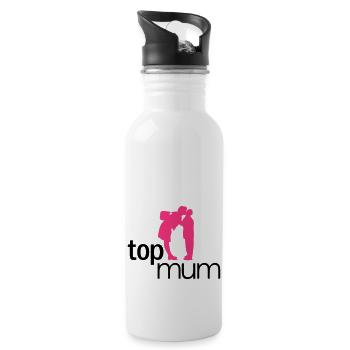Top Mum - mothers day, muttertag - Trinkflasche mit integriertem Trinkhalm - Weiß - Rechts