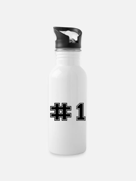 Number One Mum - Water bottle with straw - white