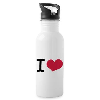 i love - Water bottle with straw - white - Right