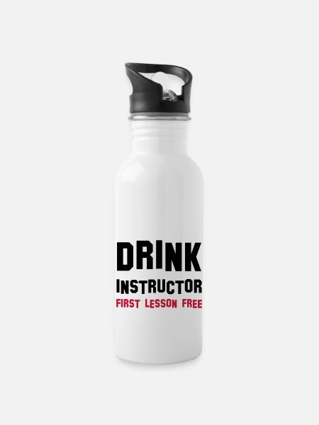 drink instructor - Trinkflasche mit integriertem Trinkhalm - Weiß