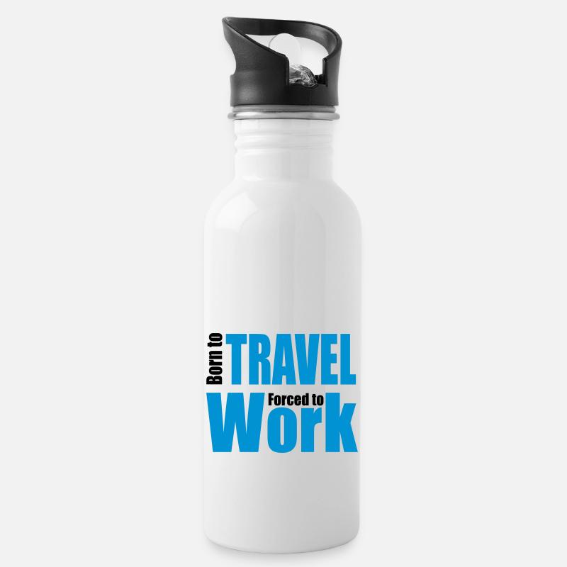 reisen - Trinkflasche mit integriertem Trinkhalm - Weiß